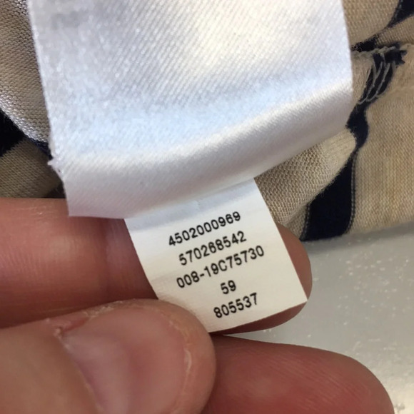 Chico's Cream Blue Striped 3/4 Sleeve Tee Womens‎ 1 Medium T Shirt Ruffle Sleeve - Picture 7 of 11